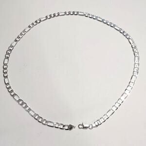 Genuine S925 Sterling Silver Necklace Figaro Chain Link Christmas Birthday Gift!